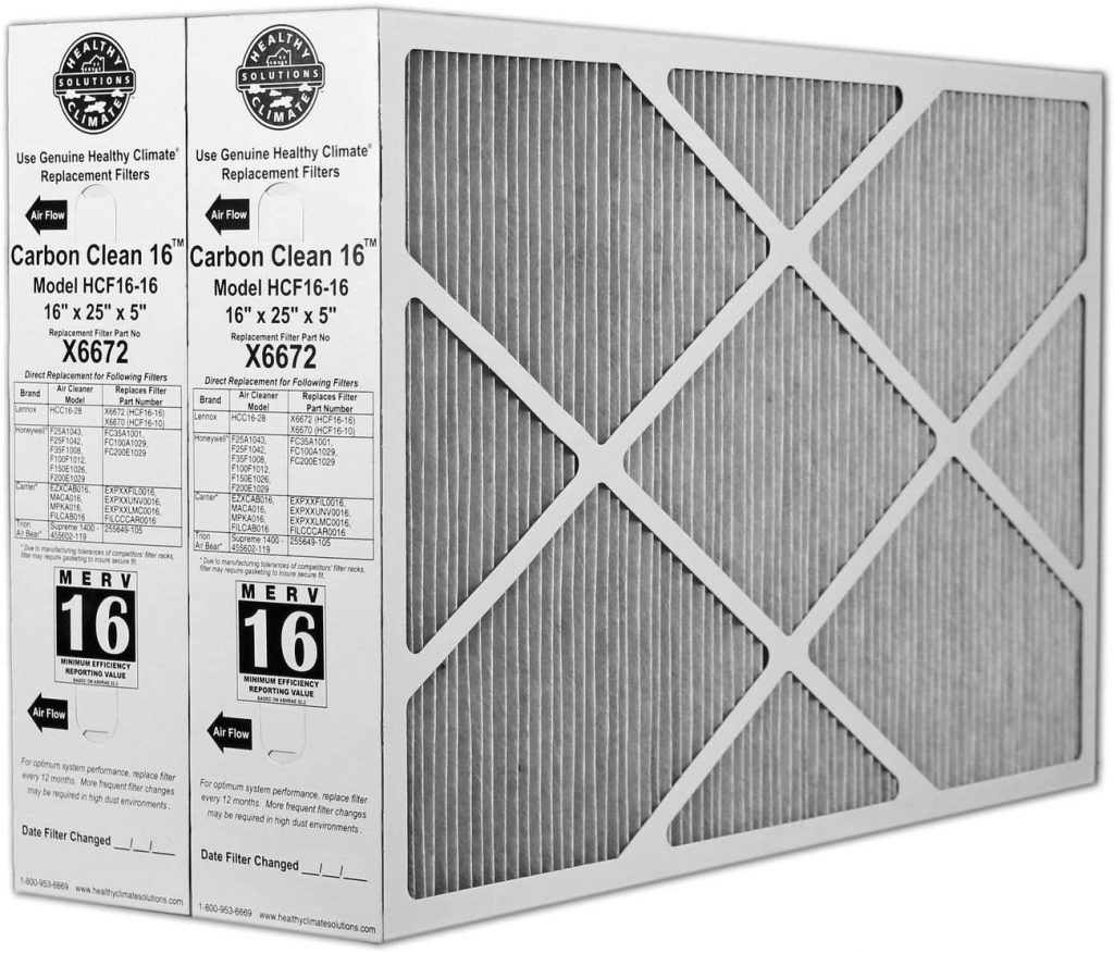 Lennox Carbon Coated X6672 Healthy Climate MERV 16 Filter 